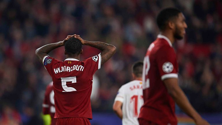 Liverpool's Georginio Wijnaldum shows his dejection during the 3-3 draw