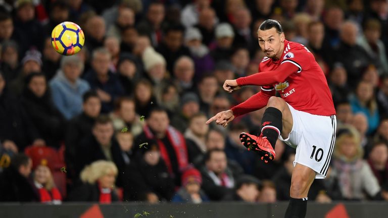 Zlatan Ibrahimovic in action against Newcastle United at Old Trafford