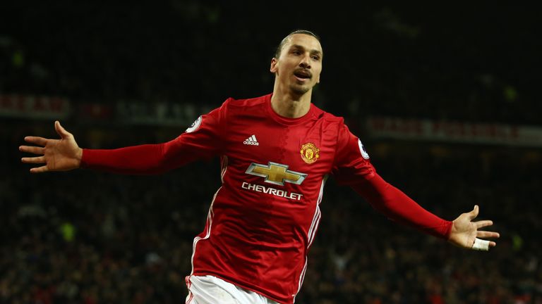 MANCHESTER, ENGLAND - DECEMBER 26:  Zlatan Ibrahimovic of Manchester United celebrates after scoring his team's second goal during the Premier League match