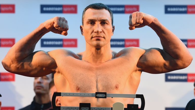 during the weigh in at Karstadt Sport on November 27, 2015 in Essen, Germany.
