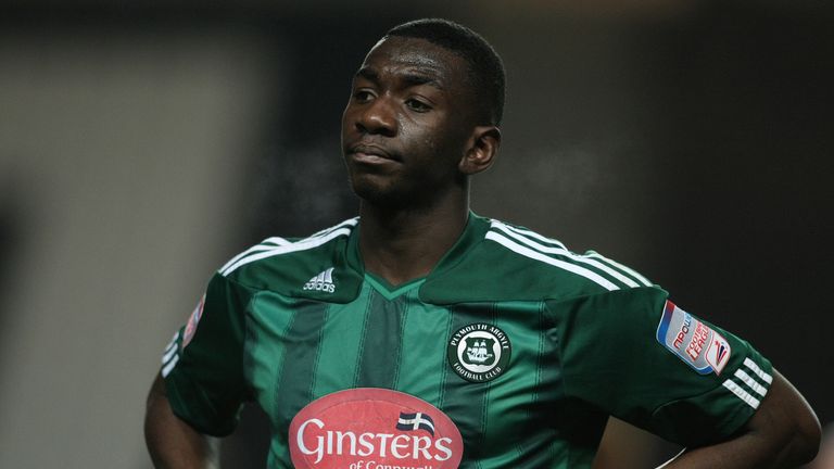 Yannick Bolasie of Plymouth Argyle in action during the League One match against MK Dons in January 2011