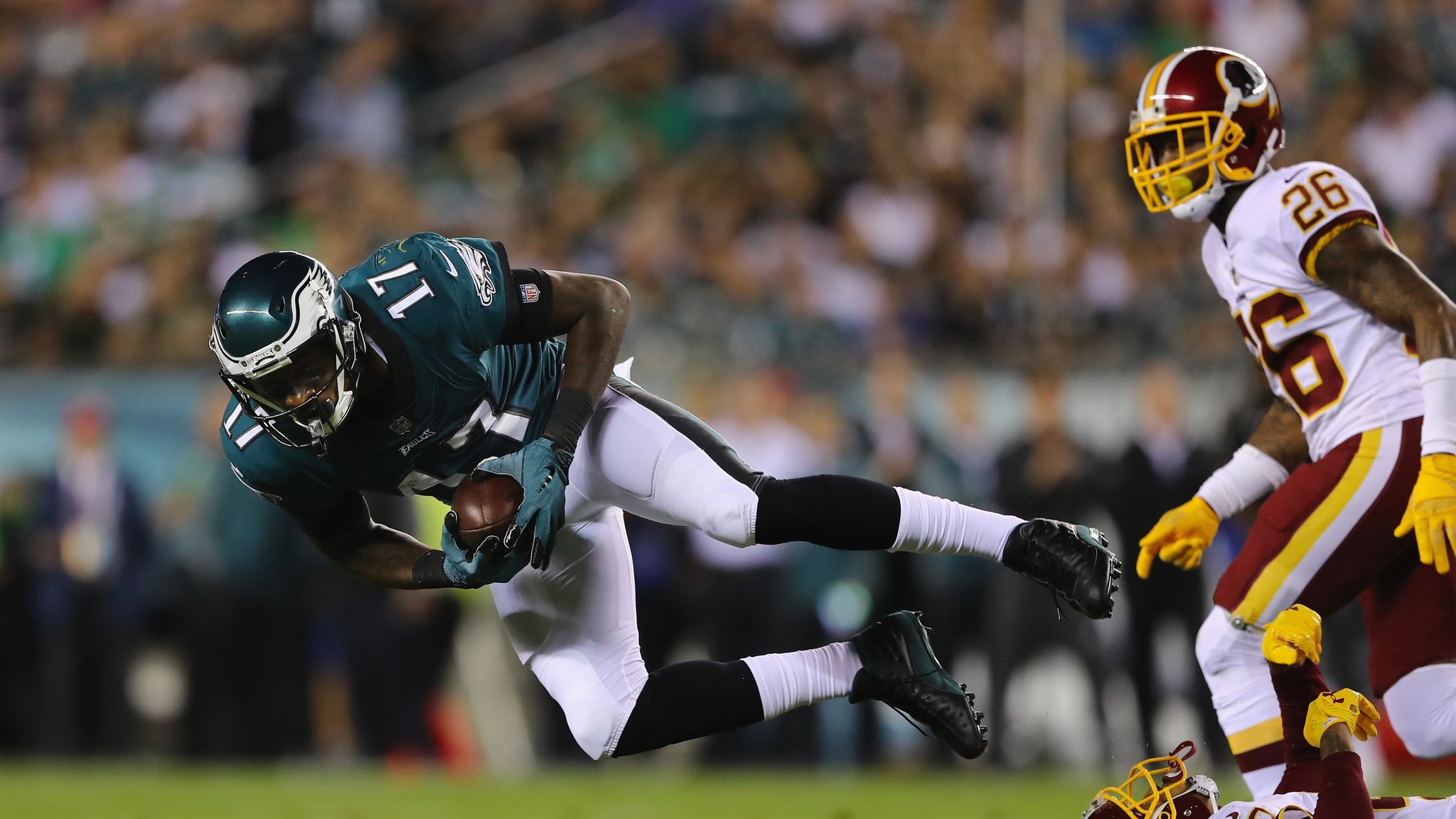 Philadelphia Eagles' Alshon Jeffery in action during an NFL football game  against the Chicago Bears, Sunday, Nov. 3, 2019, in Philadelphia. (AP  Photo/Matt Rourke Stock Photo - Alamy