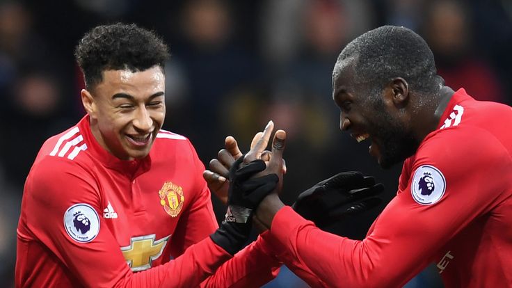 WEST BROMWICH, ENGLAND - DECEMBER 17:  Jesse Lingard of Manchester United celebrates with teammate Romelu Lukaku after scoring his sides second goal during