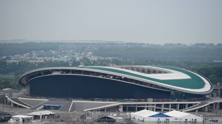 General views of the Kazan Arena during a media tour of Russia 2018 FIFA World Cup venues on July 11, 2015 in Kazan, Russia.