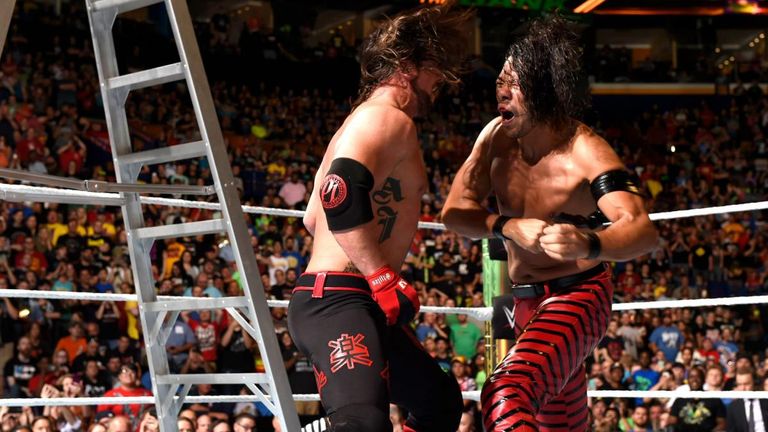 Styles and Nakamura clashes briefly during this year's Money In The Bank ladder match