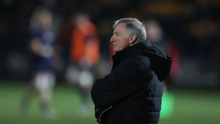 Alan Solomons, the Worcester Warriors director of rugby looks on during the Aviva Premiership match 