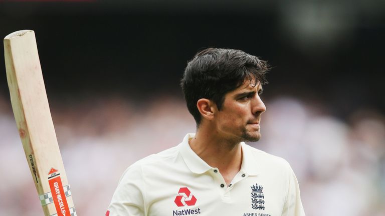 MELBOURNE, AUSTRALIA - DECEMBER 28:  Alastair Cook of England walks off at the close of play after making 244 not out  during day three of the Fourth Test 