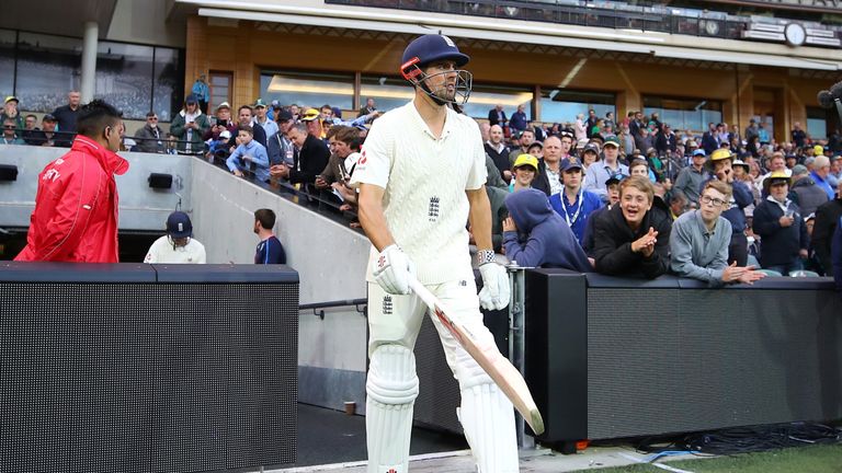 Alastair Cook of England heads out to bat during day two of the Second Test match during the 2017/18 Ashes Series