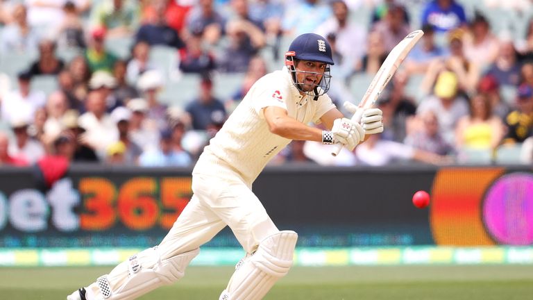 Alastair Cook of England bats during day three of the Second Test match during the 2017/18 Ashes Series between Australia and England