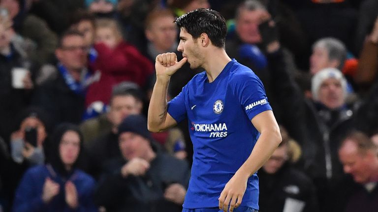 Alvaro Morata celebrates scoring the opening goal of the game