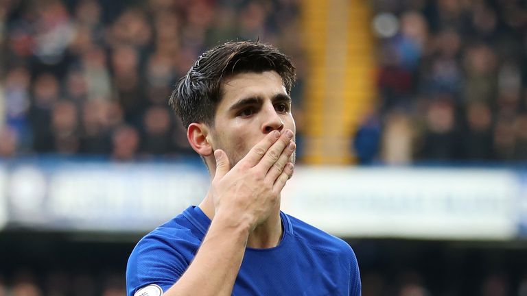 Alvaro Morata celebrates putting Chelsea 2-1 ahead