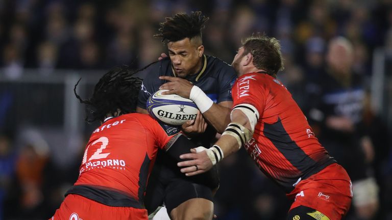 Anthony Watson of Bath takes on the Toulon defence