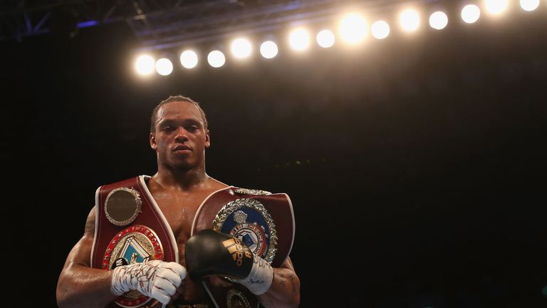 Anthony Yarde celebrates after his victory over Nikola Sjekloca in the WBO Intercontinetal Light-Heavyweight Championship fight.