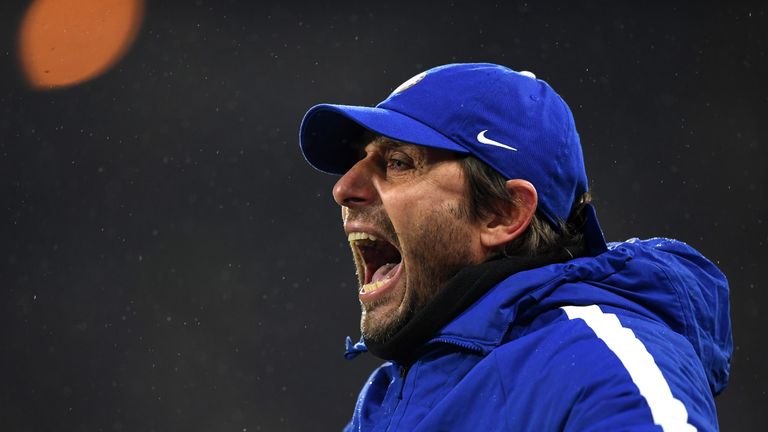 Antonio Conte barks out instructions to his Chelsea players