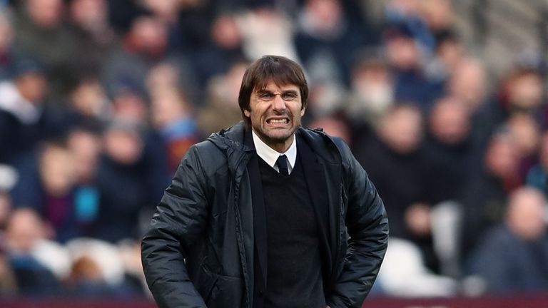 Chelsea manager Antonio Conte during the Premier League match at the London Stadium