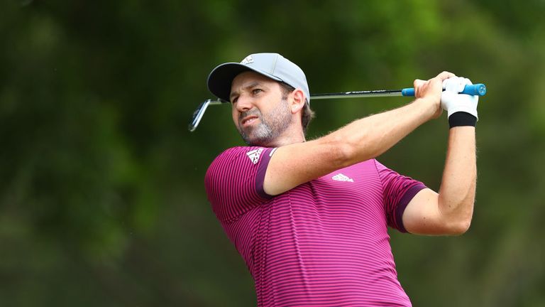 GOLD COAST, AUSTRALIA - DECEMBER 01:  Sergio Garcia tees off on the 2nd hole during day two of the 2017 Australian PGA Championship at Royal Pines Resort.