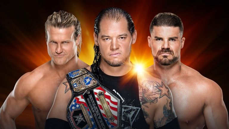 US title holder Baron Corbin defends against Dolph Ziggler and Bobby Roode in a triple threat match