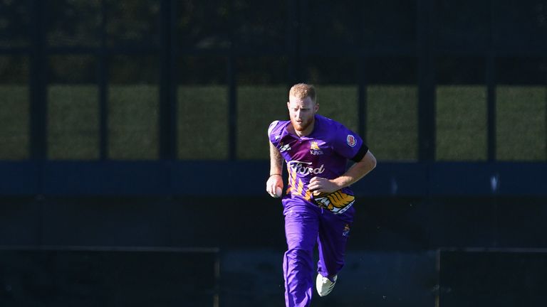 CHRISTCHURCH, NEW ZEALAND - DECEMBER 14: Ben Stokes of Canterbury runs in to bowl during the Supersmash Twenty20 match between Canterbury and Otago on Dece