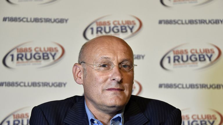 Bernard Laporte, former France's rugby union national team head coach and currently head coach of RC Toulon rugby union team, takes part in a public meetin