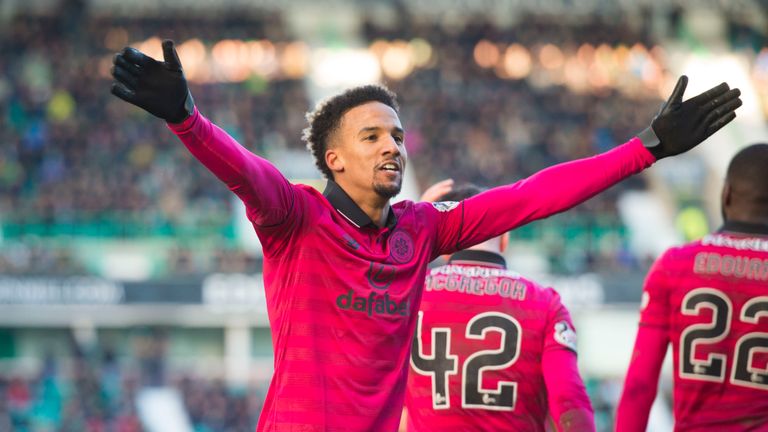 10/12/17 LADBROKES PREMIERSHIP
 HIBERNIAN v CELTIC
 EASTER ROAD - EDINBURGH 
 Celtic's Scott Sinclair celebrates his second goal