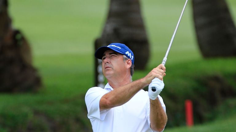 PORT LOUIS, MAURITIUS - DECEMBER 09:  Clark Dennis of United States in action during the second round of the MCB Tour Championship played over the Legends 