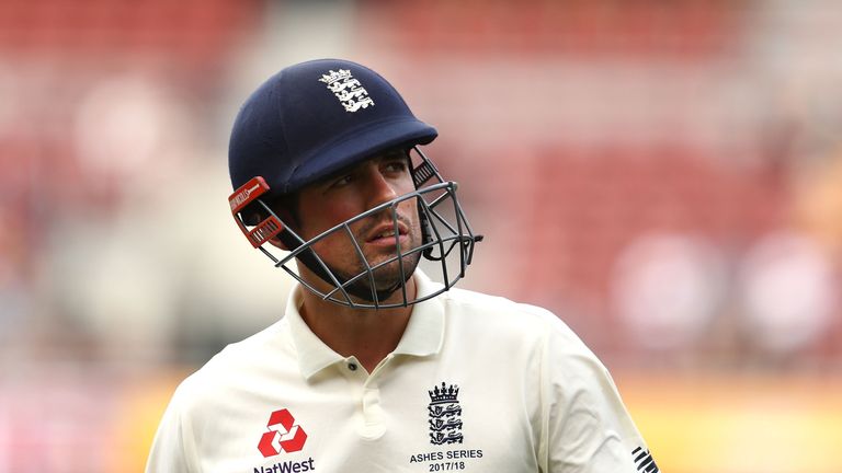 ADELAIDE, AUSTRALIA - DECEMBER 05:  Alastair Cook of England looks dejected after being dismissed by Nathan Lyon of Australia during day four of the Second