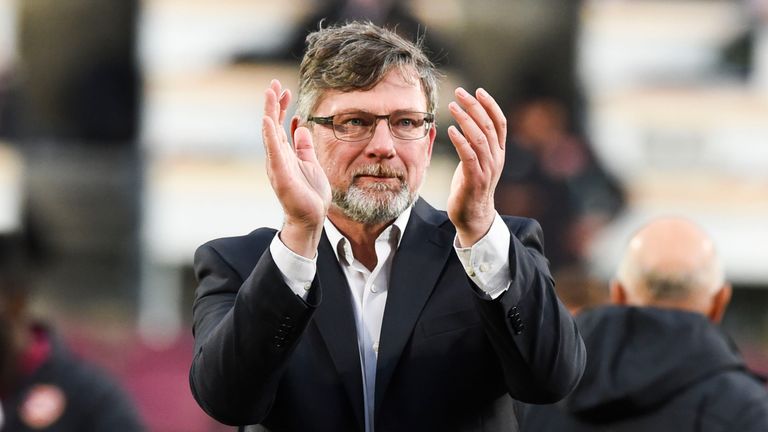 Hearts manager Craig Levein at full-time of 4-0 win over Celtic