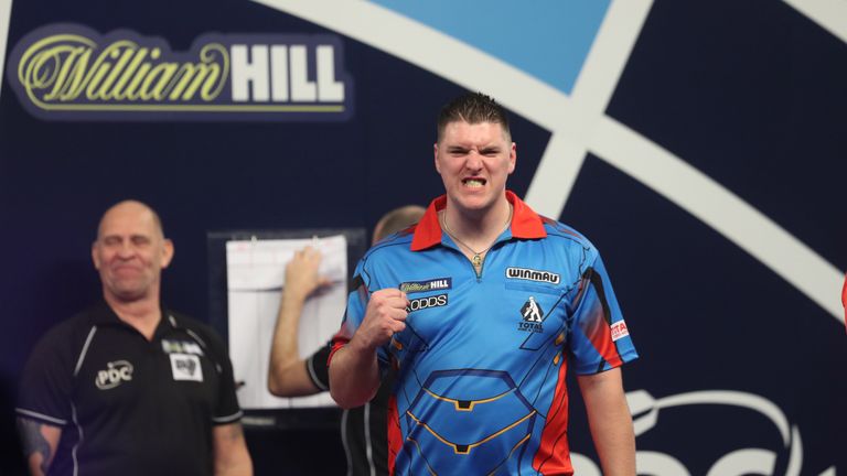 DARYL GURNEY V RONNY HUYBRECHTS AT WORLD DARTS CHAMPIONSHIP