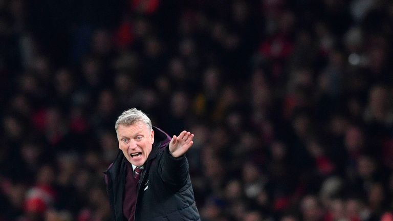 West Ham United's Scottish manager David Moyes gestures from the touchline during the English League Cup quarter-final football match between Arsenal and W