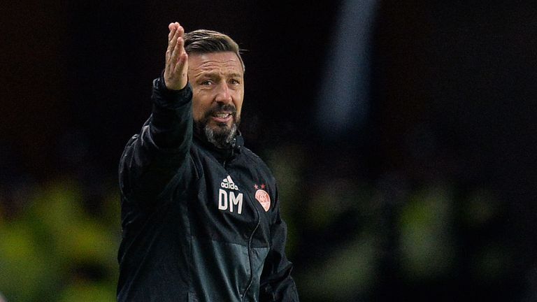 Aberdeen manager Derek McInnes during the Ladbrokes Scottish Premiership match between Rangers and Aberdeen