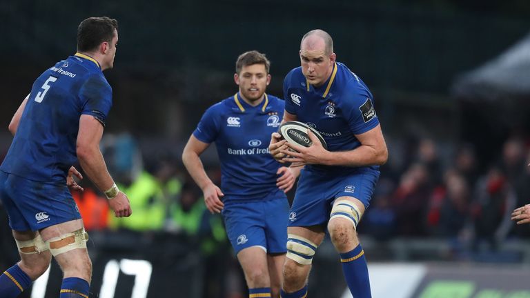 Devin Toner on the attack for Leinster at Thomond Park
