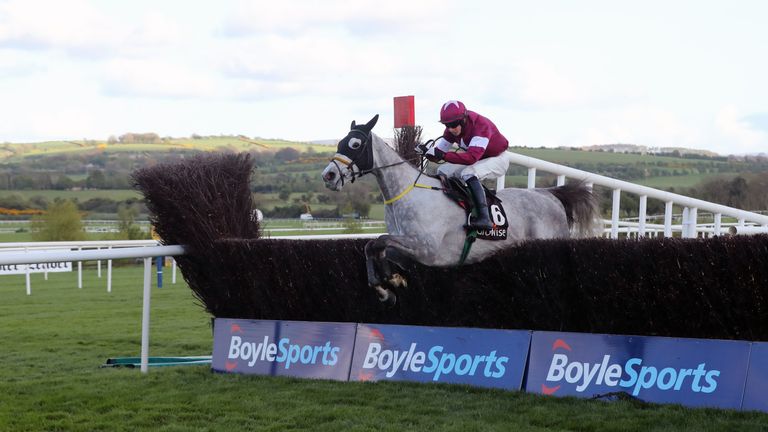 Disko ridden by Bryan Cooper on the way to winning the Growise Champion Novice Chase during day one of the Punchestown Festival in Naas, Co. Kildare.