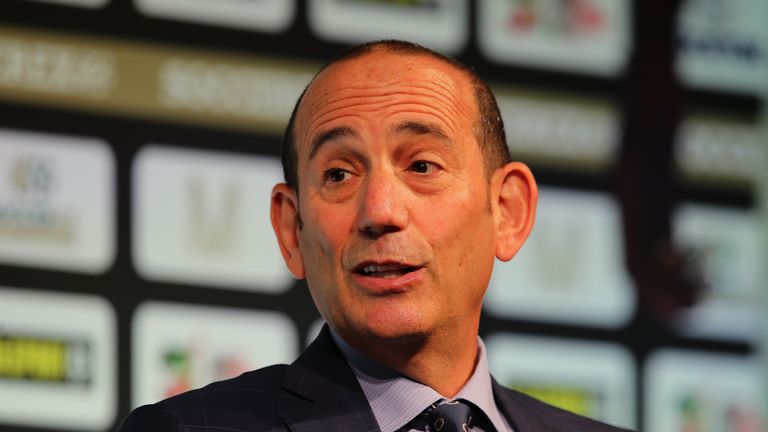 MANCHESTER, ENGLAND - SEPTEMBER 09:  Major League Soccer Commissioner Don Garber talks during day four of the Soccerex - Manchester Convention at Mancheste