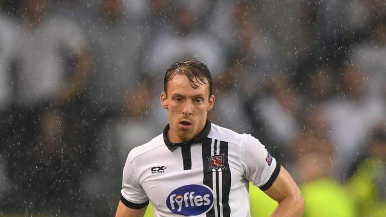 DUBLIN, IRELAND - AUGUST 17: David McMillan of Dundalk during the Champions League qualifying round game between Dundalk and Legia Warsaw at Aviva Stadium 
