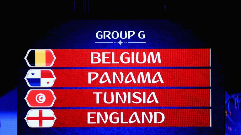 England's group at the 2018  World Cup finals