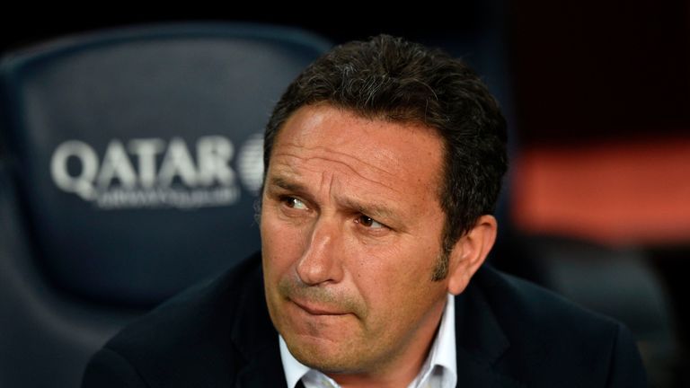 Real Sociedad's coach Eusebio Sacristan looks on before the Spanish league football match FC Barcelona vs Real Sociedad at the Camp Nou stadium in Barcelon