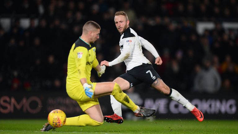 Johnny Russell doubles Derby County's lead late in the second-half