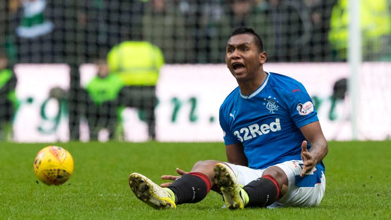 Rangers' Alfredo Morelos shows his frustration at being fouled