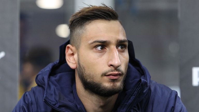 MILAN, ITALY - NOVEMBER 13:  Gianluigi Donnarumma of Italy looks on before the FIFA 2018 World Cup Qualifier Play-Off: Second Leg between Italy and Sweden 