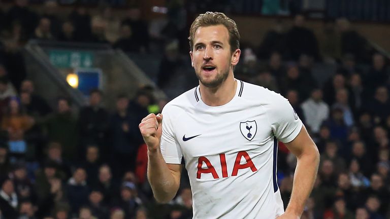 Harry Kane celebrates his hat-trick at Turf Moor