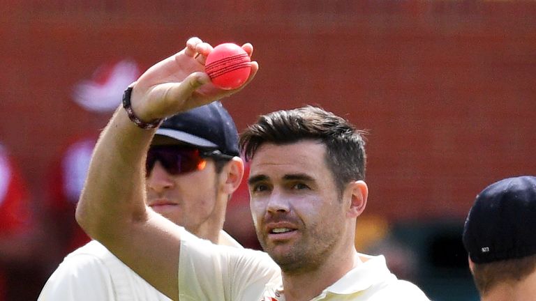 England paceman James Anderson acknowledges the applause after capturing five Australian wickets on the fourth day of the second Ashes Test