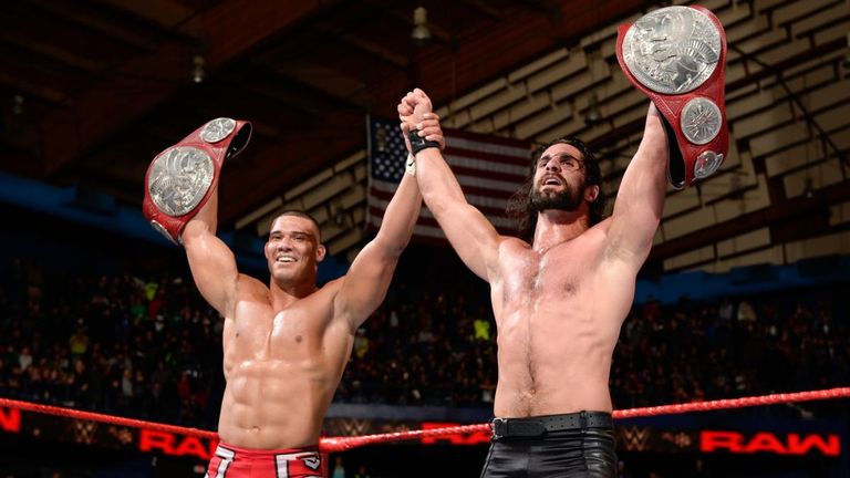 Jason Jordan and Seth Rollins teamed up to win the Raw tag team titles from The Bar