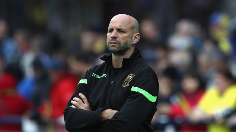 CLERMONT-FERRAND, FRANCE - OCTOBER 21:  Jim Mallinder, the Northampton director of rugby looks on during the European Rugby Champions Cup match