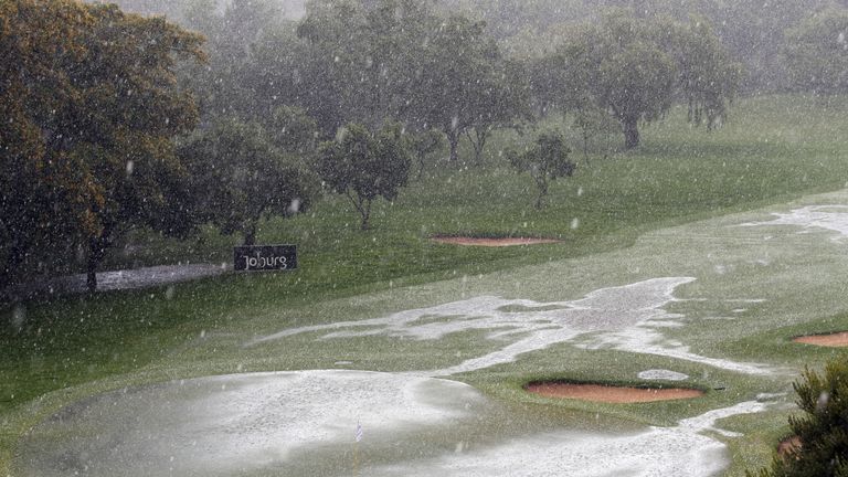 JOHANNESBURG, SOUTH AFRICA - DECEMBER 10: General view of the 9th hole during the forth day of the Joburg Open at Randpark Golf Club on December 10, 2017 i