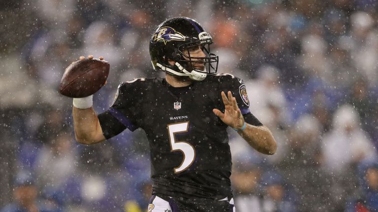 BALTIMORE, MD - DECEMBER 23: Quarterback Joe Flacco #5 of the Baltimore Ravens throws the ball in the third quarter against the Indianapolis Colts at M&T B
