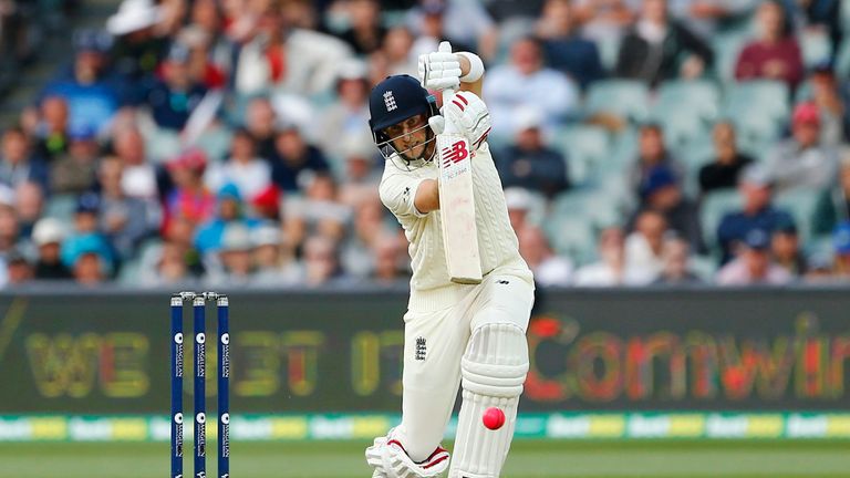 England's Joe Root plays a shot during day four of the Ashes Test match at the Adelaide Oval