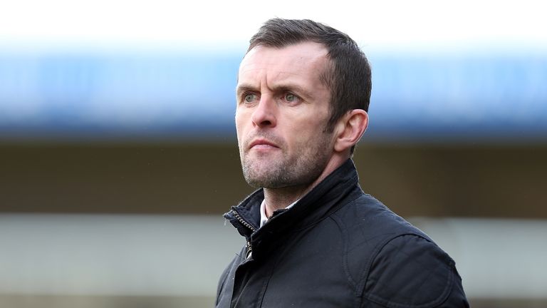 NORTHAMPTON, ENGLAND - APRIL 30:  Luton Town manager Nathan Jones looks on during the Sky Bet League Two match between Northampton Town and Luton Town at S