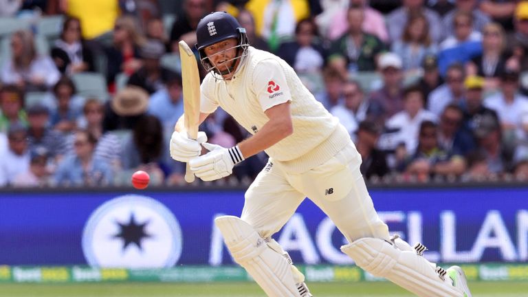 England batsman Jonny Bairstow steers a ball away from the Australian bowling on the third day of the second Ashes cricket Test match in Adelaide