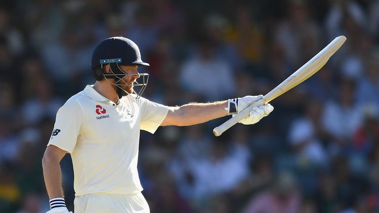 PERTH, AUSTRALIA - DECEMBER 14:  Jonny Bairstow of England celebrates making 50 runs during day one of the Third Test match of the 2017/18 Ashes Series bet