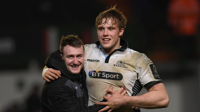 Jonny Gray (right) is set to stay at Glasgow Warriors until at least 2020